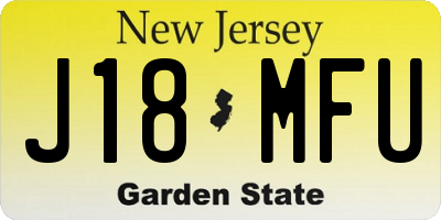 NJ license plate J18MFU