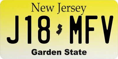 NJ license plate J18MFV