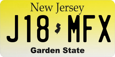NJ license plate J18MFX