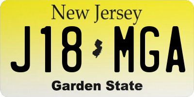 NJ license plate J18MGA