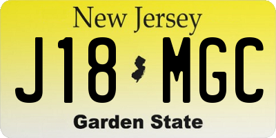 NJ license plate J18MGC