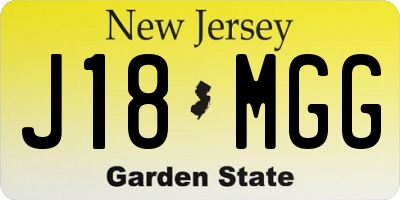 NJ license plate J18MGG