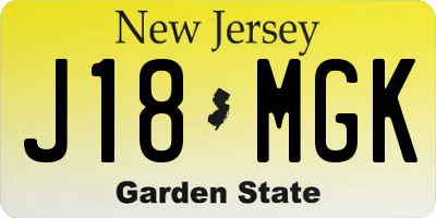NJ license plate J18MGK
