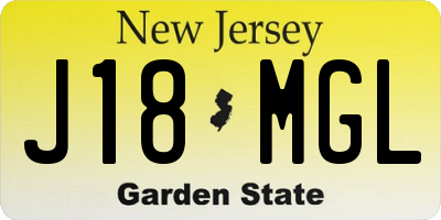 NJ license plate J18MGL