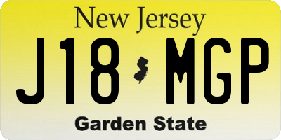 NJ license plate J18MGP