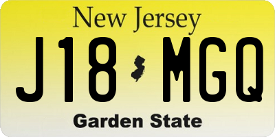 NJ license plate J18MGQ