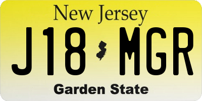 NJ license plate J18MGR