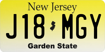 NJ license plate J18MGY