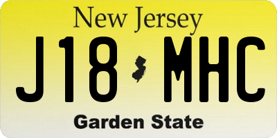 NJ license plate J18MHC