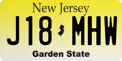 NJ license plate J18MHW