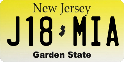 NJ license plate J18MIA