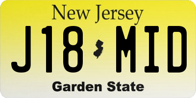 NJ license plate J18MID
