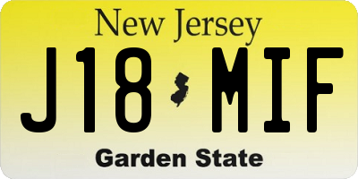 NJ license plate J18MIF