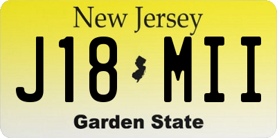 NJ license plate J18MII
