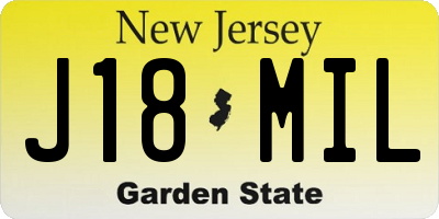 NJ license plate J18MIL