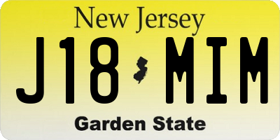 NJ license plate J18MIM