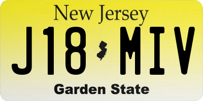 NJ license plate J18MIV
