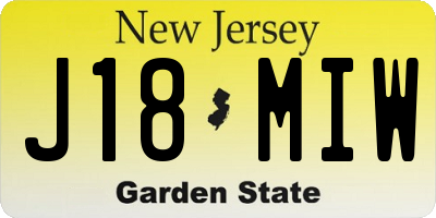NJ license plate J18MIW