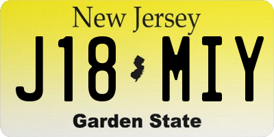 NJ license plate J18MIY