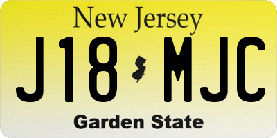 NJ license plate J18MJC