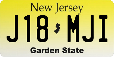 NJ license plate J18MJI