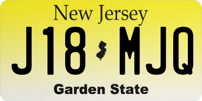 NJ license plate J18MJQ