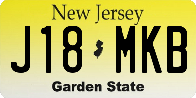NJ license plate J18MKB