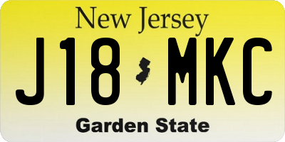 NJ license plate J18MKC