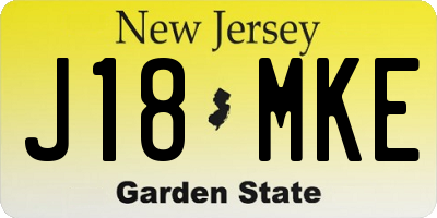NJ license plate J18MKE