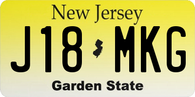 NJ license plate J18MKG