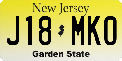 NJ license plate J18MKO