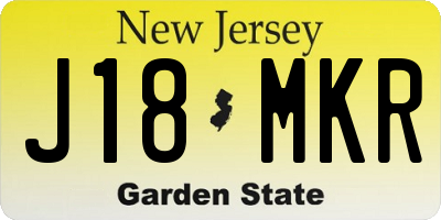 NJ license plate J18MKR