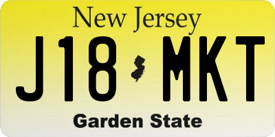 NJ license plate J18MKT