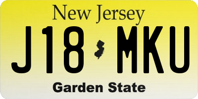 NJ license plate J18MKU