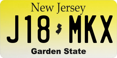 NJ license plate J18MKX