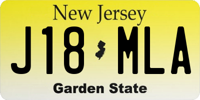 NJ license plate J18MLA