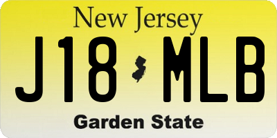 NJ license plate J18MLB