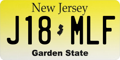 NJ license plate J18MLF