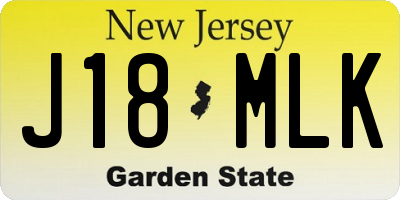 NJ license plate J18MLK