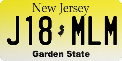 NJ license plate J18MLM