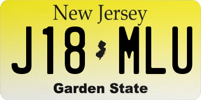 NJ license plate J18MLU