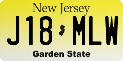 NJ license plate J18MLW