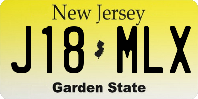 NJ license plate J18MLX