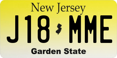 NJ license plate J18MME