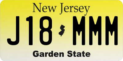 NJ license plate J18MMM