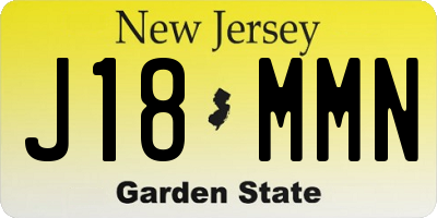 NJ license plate J18MMN