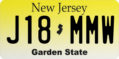 NJ license plate J18MMW