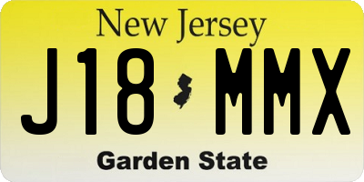NJ license plate J18MMX
