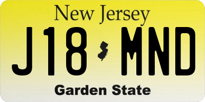 NJ license plate J18MND