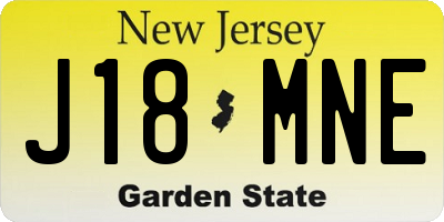 NJ license plate J18MNE